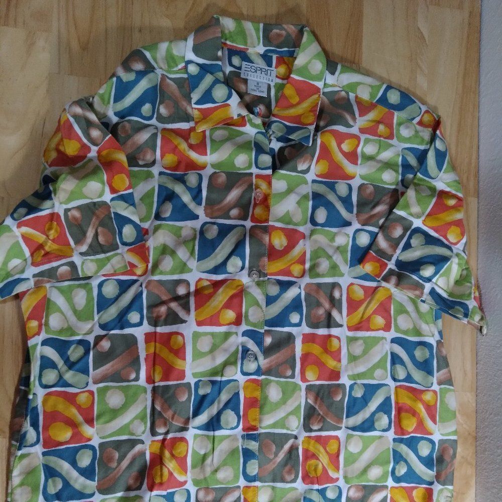 Vintage Esprit Abstract Geometric Tiles Shirt